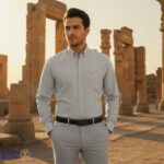 پیراهن مردانه پنبه لینن طرح اسلپ