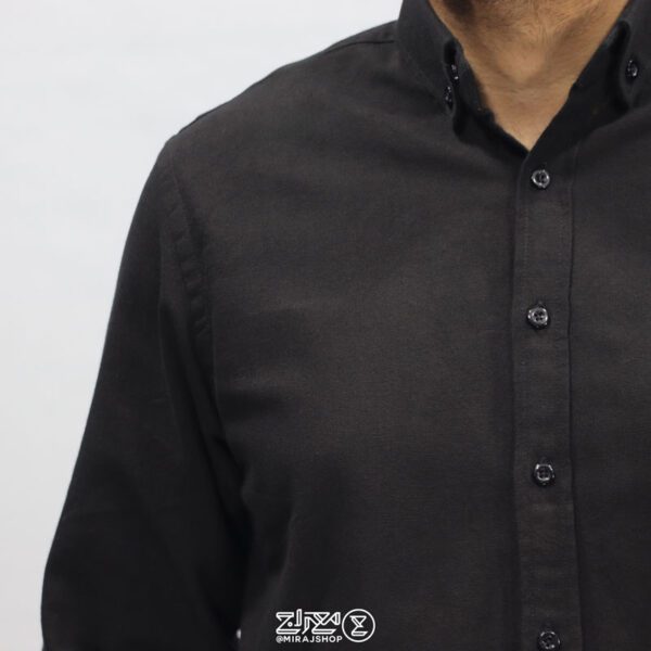 پیراهن پنبه کنفی مشکی مردانه