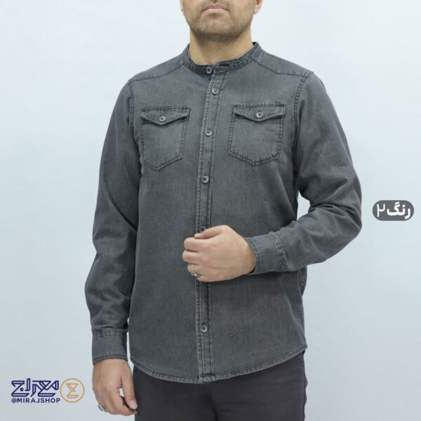 پیراهن پنبه جین یقه فرنچ مردانه