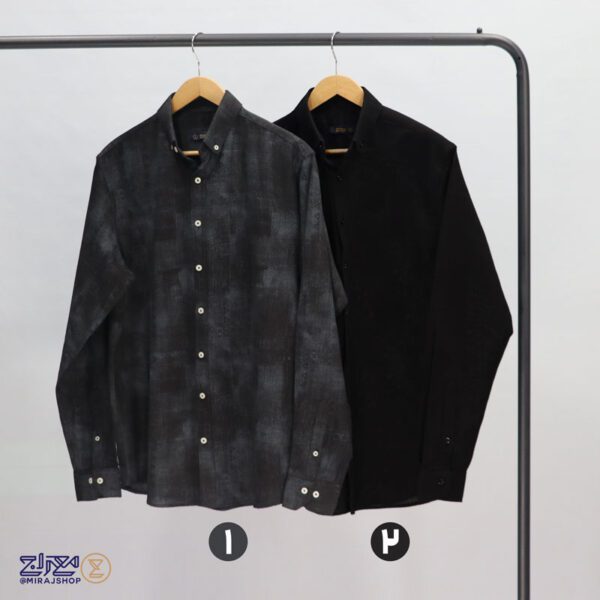 پیراهن پنبه کنفی مشکی مردانه