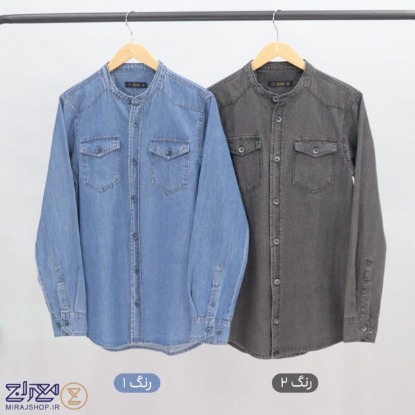 پیراهن پنبه جین یقه فرنچ مردانه