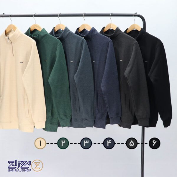 سویشرت مردانه پنبه جودون نیم زیپ