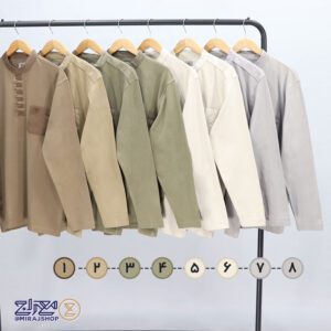 بلوز مردانه پنبه ای یقه فرنج دکمه بندی