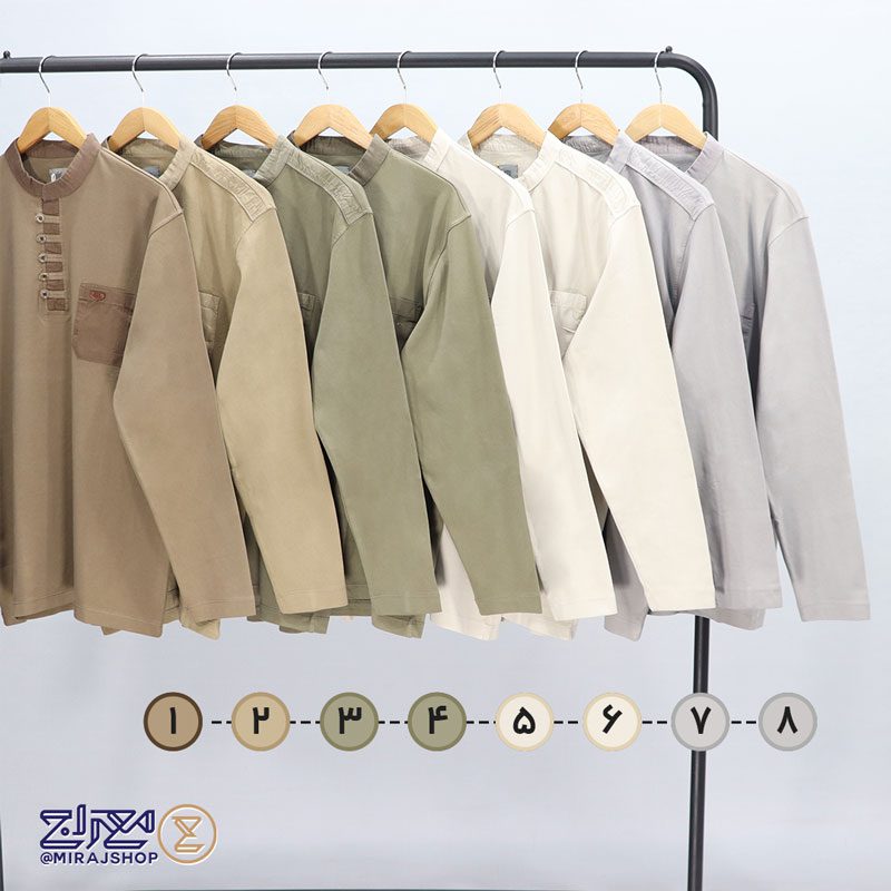 بلوز مردانه پنبه ای یقه فرنج دکمه بندی