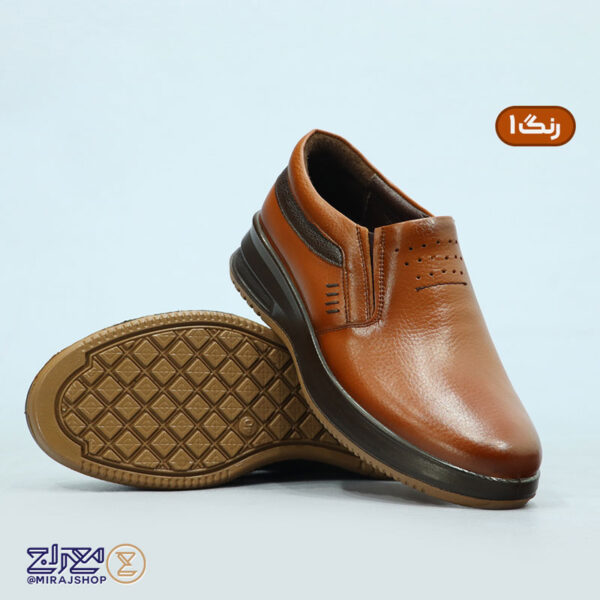 کفش مردانه چرم طبیعی اُلیو