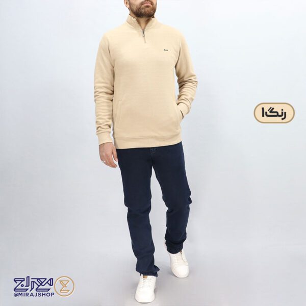 سویشرت مردانه پنبه جودون نیم زیپ