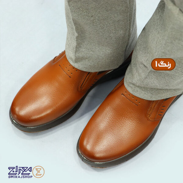 کفش مردانه چرم طبیعی اُلیو