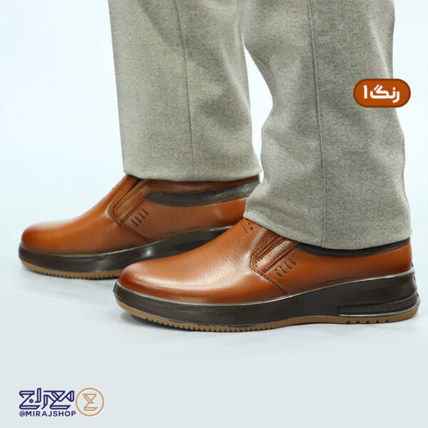 کفش مردانه چرم طبیعی اُلیو