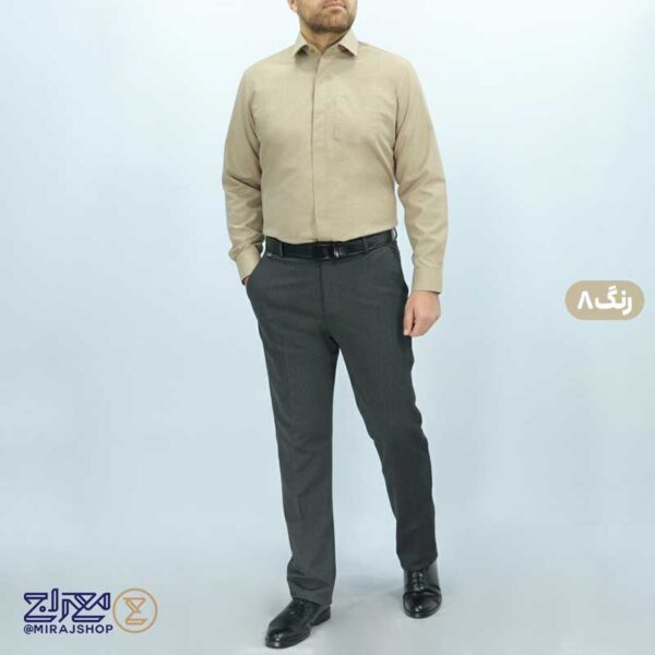 پیراهن مردانه تترون اسلپ دکمه مخفی