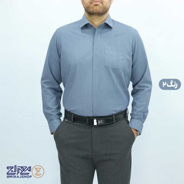 پیراهن مردانه تترون اسلپ دکمه مخفی