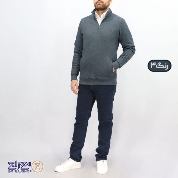 سویشرت مردانه پنبه جودون نیم زیپ