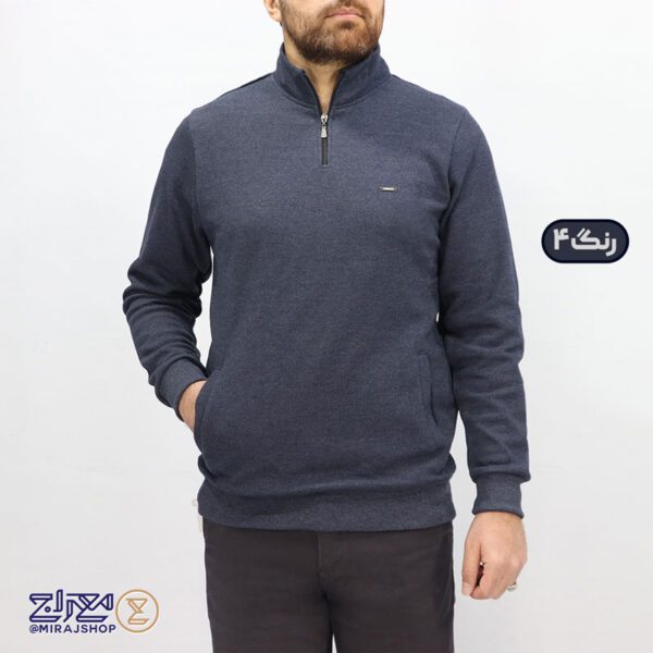 سویشرت مردانه پنبه جودون نیم زیپ