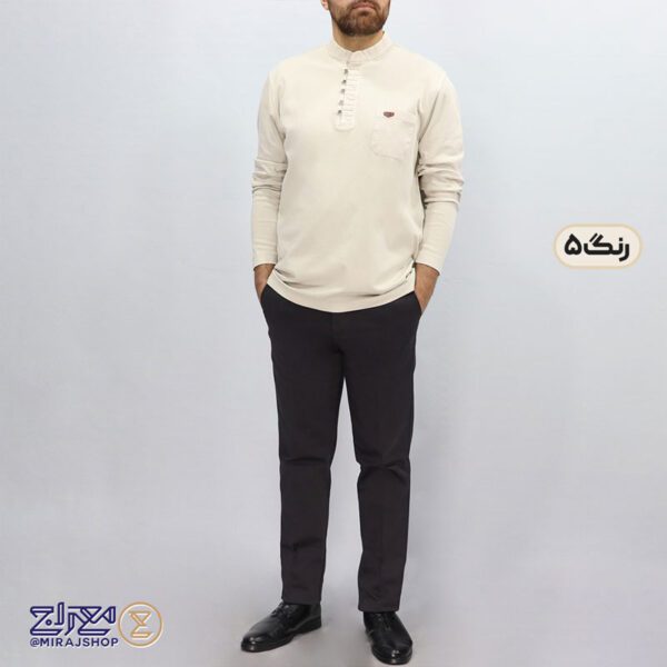 بلوز مردانه پنبه ای یقه فرنج دکمه بندی