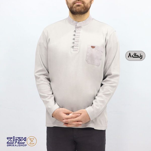 بلوز مردانه پنبه ای یقه فرنج دکمه بندی