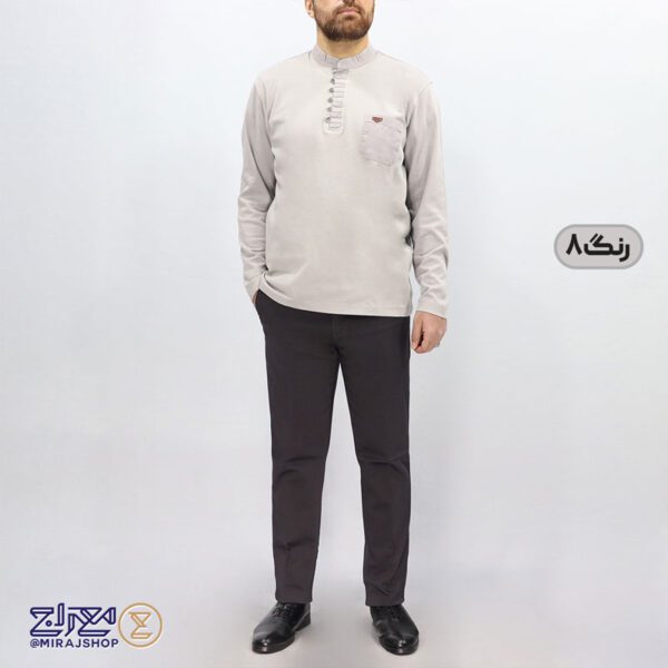 بلوز مردانه پنبه ای یقه فرنج دکمه بندی