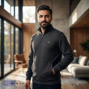 بلوز مردانه پنبه جودون نیم زیپ