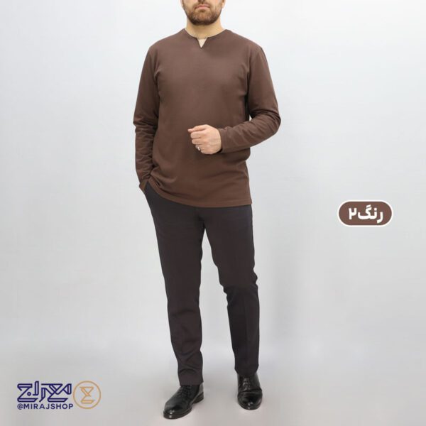 بلوز مردانه یقه کوبایی پنبه کشی ماراتن