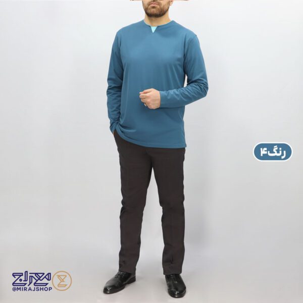 بلوز مردانه یقه کوبایی پنبه کشی ماراتن