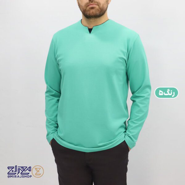 بلوز مردانه یقه کوبایی پنبه کشی ماراتن