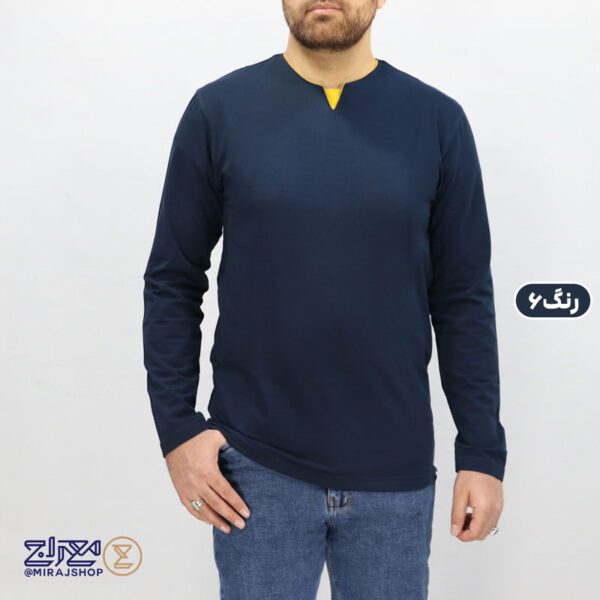 بلوز مردانه یقه کوبایی پنبه کشی ماراتن