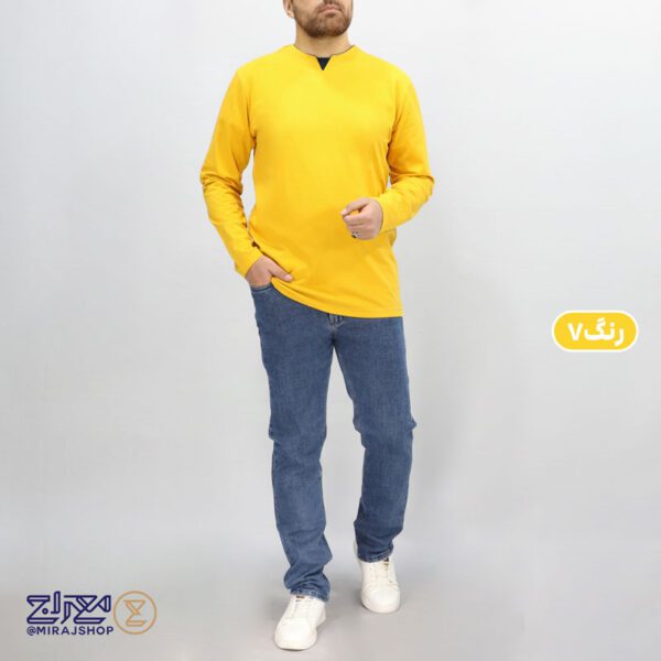 بلوز مردانه یقه کوبایی پنبه کشی ماراتن