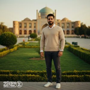 بافت مردانه پنبه‌ ای یقه هفت