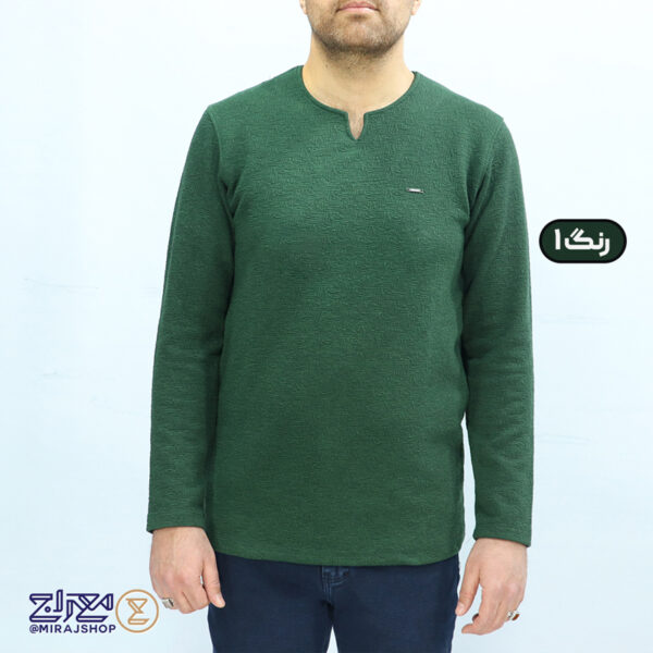 بلوز مردانه پنبه ژاکارد یقه کوبایی