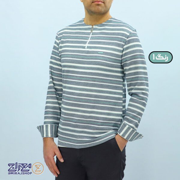 بلوز مردانه پنبه رینگر نیم‌ زیپ