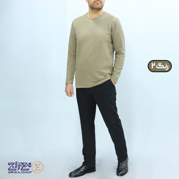 بلوز مردانه پنبه ژاکارد یقه کوبایی