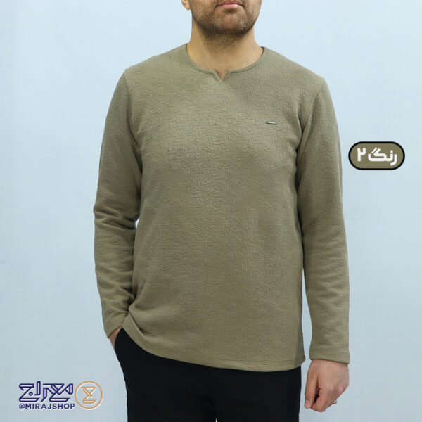 بلوز مردانه پنبه ژاکارد یقه کوبایی