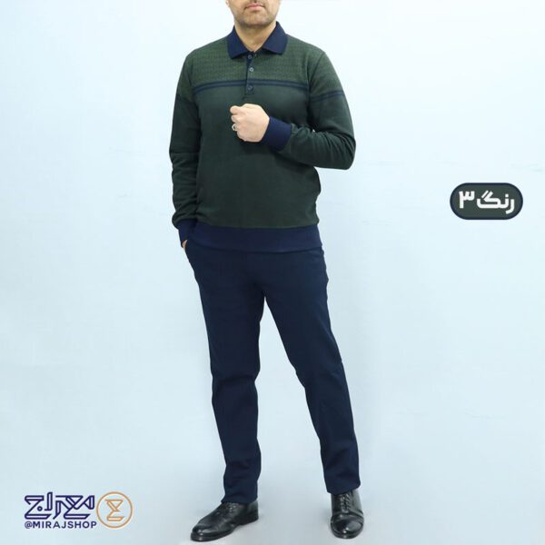 بلوز مردانه پنبه ژاکارد یقه دار