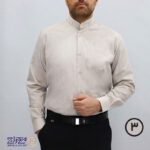 پیراهن مردانه پنبه کنفی بافت اسلپ یقه دیپلمات