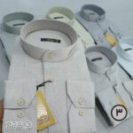 پیراهن مردانه پنبه کنفی بافت اسلپ یقه دیپلمات