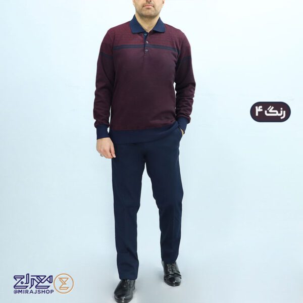 بلوز مردانه پنبه ژاکارد یقه دار