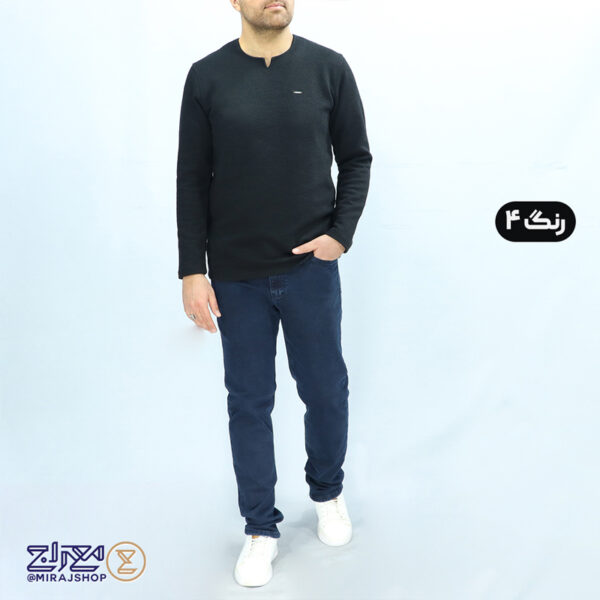 بلوز مردانه پنبه ژاکارد یقه کوبایی