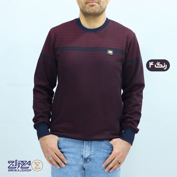 بلوز مردانه پنبه ژاکارد یقه گرد