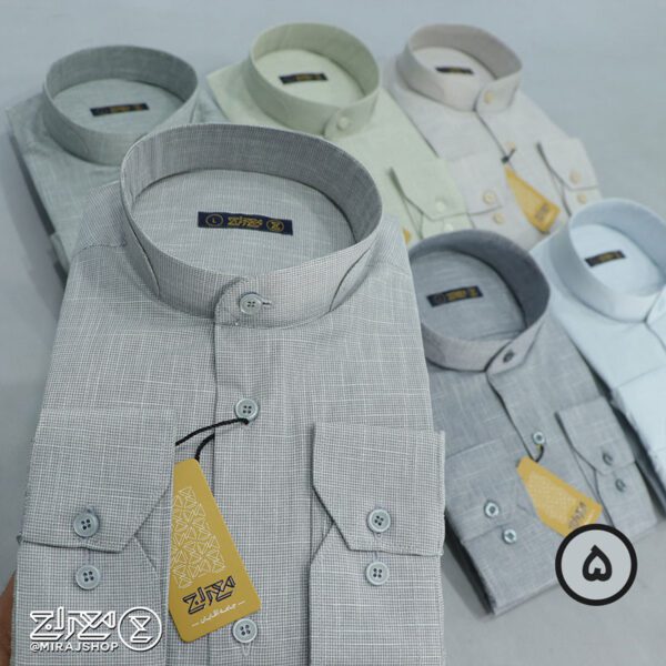 پیراهن مردانه پنبه کنفی بافت اسلپ یقه دیپلمات