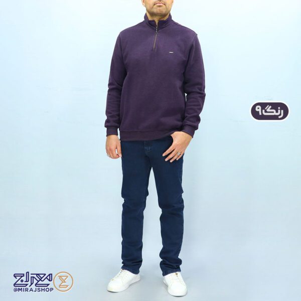 بلوز مردانه پنبه سلانیک نیم زیپ