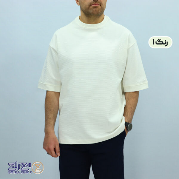 تیشرت مردانه پنبه فندوقی باکسی