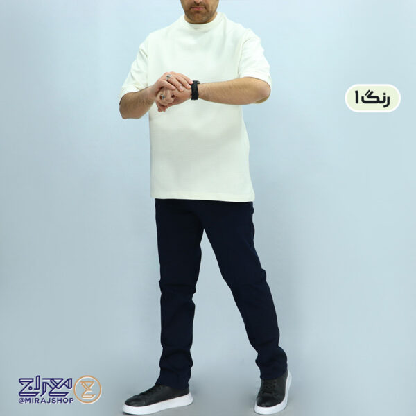 تیشرت مردانه پنبه فندوقی باکسی