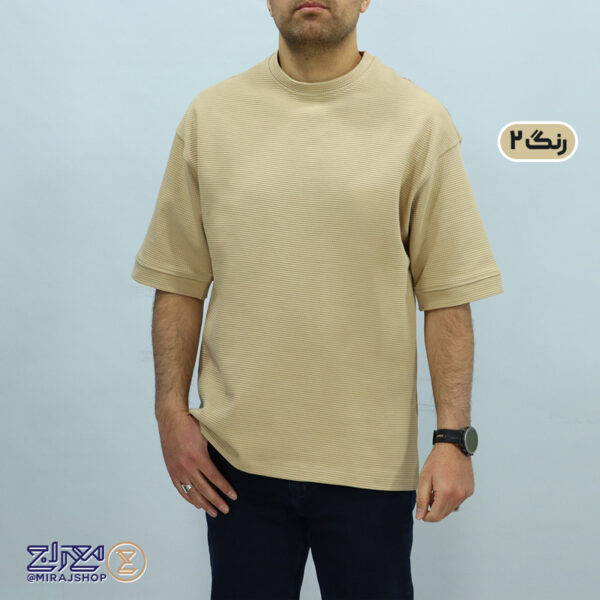 تیشرت مردانه پنبه فندوقی باکسی