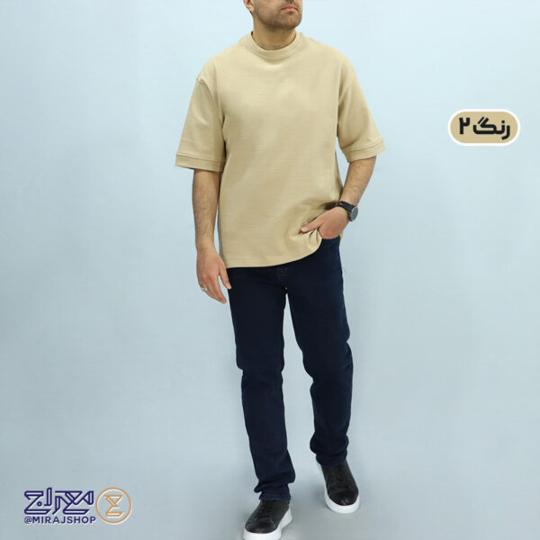 تیشرت مردانه پنبه فندوقی باکسی