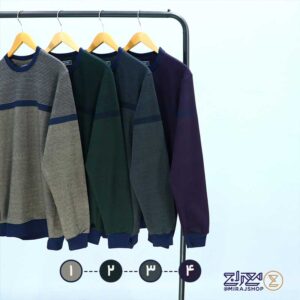 بلوز مردانه پنبه ژاکارد یقه گرد