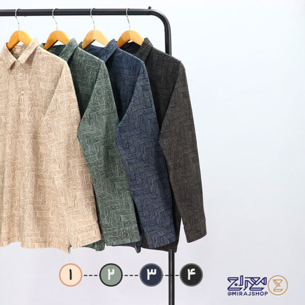 بلوز مردانه پنبه ماکان چاپی یقه دار