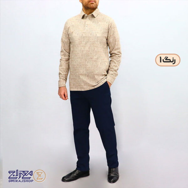 بلوز مردانه پنبه ماکان چاپی یقه دار