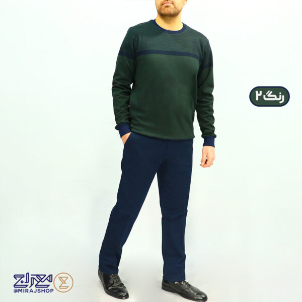 بلوز مردانه پنبه ژاکارد یقه گرد