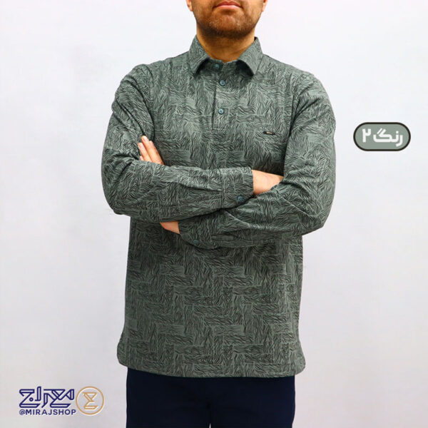 بلوز مردانه پنبه ماکان چاپی یقه دار