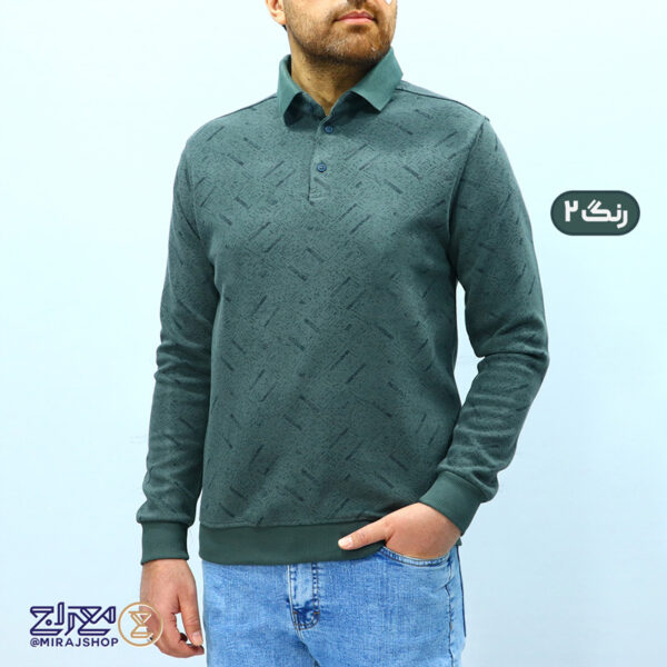 بلوز مردانه پنبه سلانیک یقه دار طرح دار