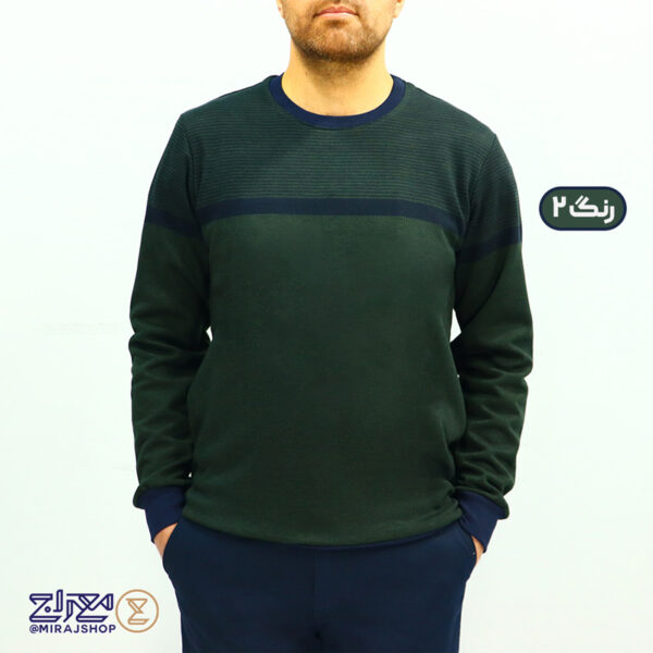 بلوز مردانه پنبه ژاکارد یقه گرد