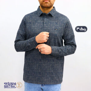 بلوز مردانه پنبه ماکان چاپی یقه دار